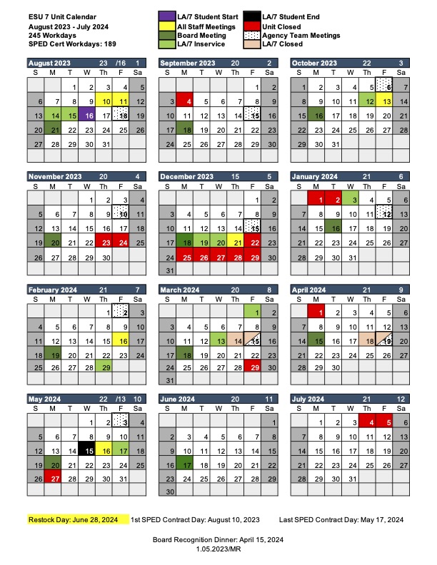 Calendar | ESU 7 - Serving the Educational Needs of 7 Nebraska Counties