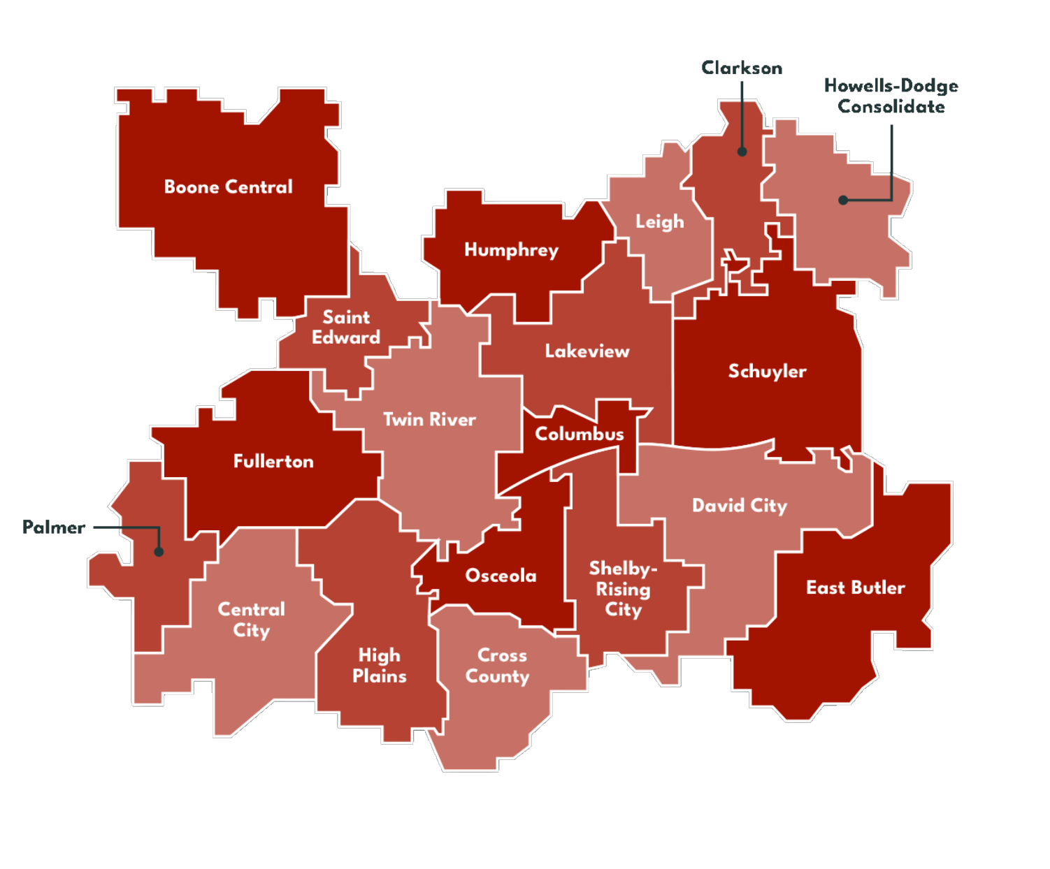 ESU 7 School districts map